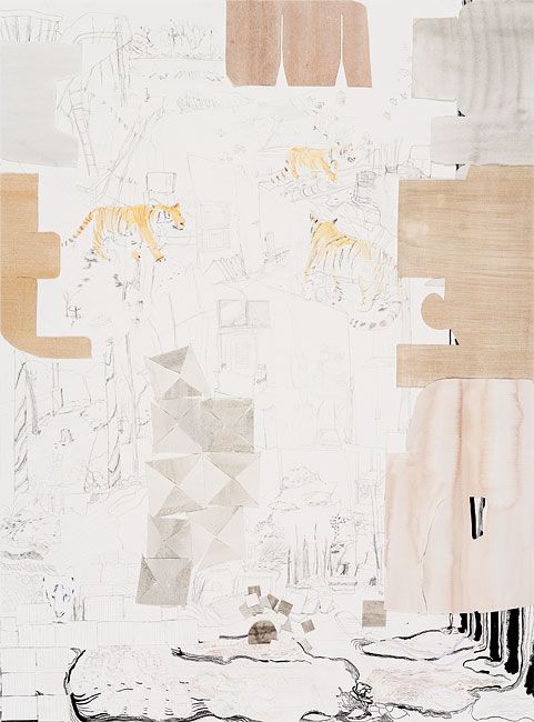 Tigrar i soprummet, collage, 96 x 71 cm, 2012, foto: Nils Agdler